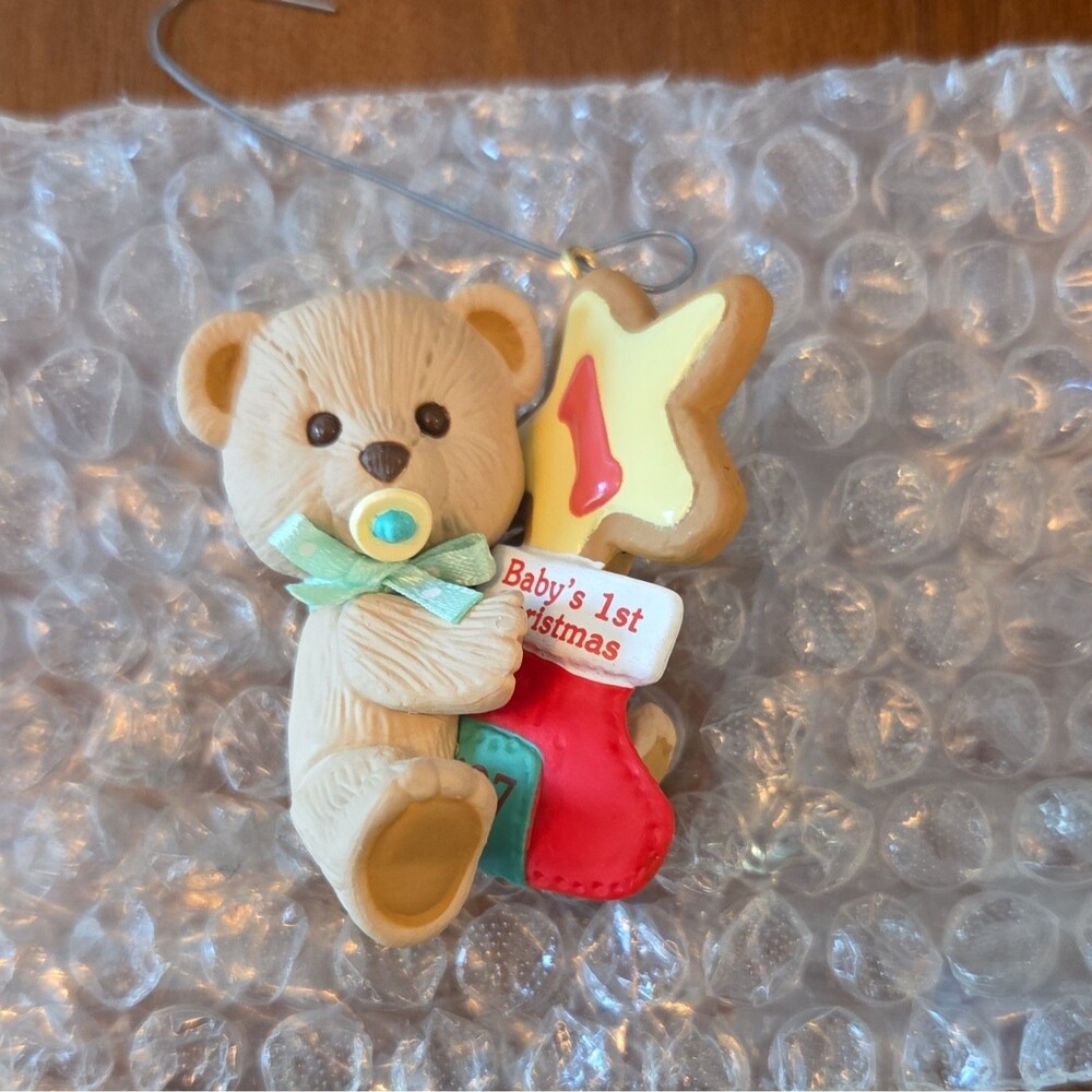 Baby’s 1st Christmas Bear Hanging Ornament with Stocking & Star Cookie
